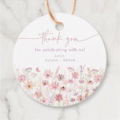 Dusty Pink Boho Wildflowers Baby shower Bedankjes Labels (Voorkant)