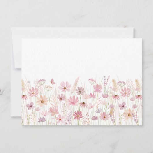 Dusty Pink Boho Wildflowers Baby shower Bedankkaart (Achterkant)