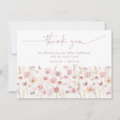 Dusty Pink Boho Wildflowers Baby shower Bedankkaart (Voorkant)