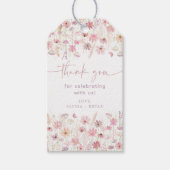 Dusty Pink Boho Wildflowers Baby shower Cadeaulabel (Voorkant)
