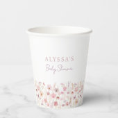 Dusty Pink Boho Wildflowers Baby shower Papieren Bekers (Achterkant)