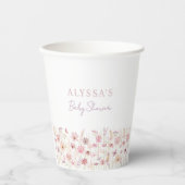 Dusty Pink Boho Wildflowers Baby shower Papieren Bekers (Voorkant)