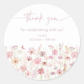 Dusty Pink Boho Wildflowers Baby shower Ronde Sticker (Voorkant)
