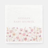 Dusty Pink Boho Wildflowers Baby shower Servet (Voorkant)