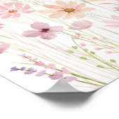 Dusty Pink Boho Wildflowers Baby shower Welkom Poster (Hoek)