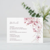 Dusty Pink Boho Wildflowers Details Informatiekaartje (Staand voorkant)