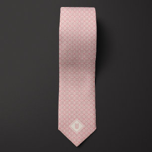 Dusty Pink Botanical Geïnspireerd Monogram Stropdas