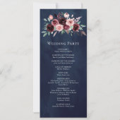 Dusty Pink Bourgondië Bloemen Marine Trouwprogramm (Achterkant)