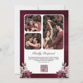 Dusty Pink Bourgondië Floral Lijst QR Code Bruilof Kaart (Achterkant)