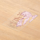 Dusty Pink Bow ⎮Modern Elegant Bridal Shower Acryl Uitnodigingen (Laagn)