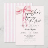 Dusty Pink Bow She's Tying the Knot Vrijgezellenfe Kaart (Voorkant / Achterkant)