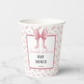 Dusty Pink Bow Waterverf Baby shower Papieren Bekers (Voorkant)