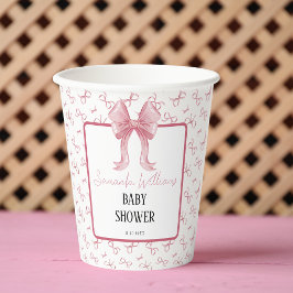 Dusty Pink Bow Waterverf Baby shower Papieren Bekers
