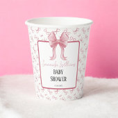 Dusty Pink Bow Waterverf Baby shower Papieren Bekers