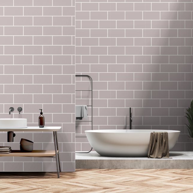 Dusty Pink Bricks Pattern Minimalist Behang (Badkamer)