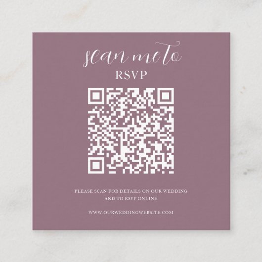 Dusty Pink | Bruiloft RSVP QR Code Informatiekaartje (Voorkant)