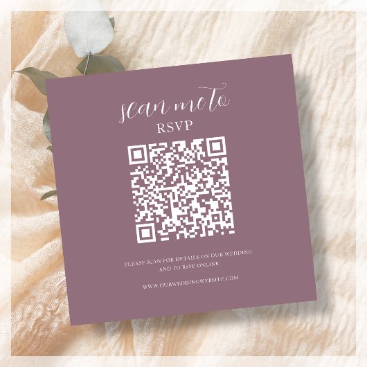 Dusty Pink | Bruiloft RSVP QR Code Informatiekaartje