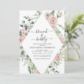 Dusty Pink Brunch & Bubble Vrijgezellenfeest Green Kaart (Staand voorkant)