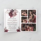 Dusty Pink Burgundy Floral Frame QR Code Wedding (Binnen)