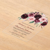 Dusty Pink Burgundy Floral Wedding Acryl Uitnodigingen (Laagn)