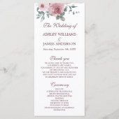 Dusty Pink Burgundy Floral Wedding Programme Programmakaart (Voorkant)