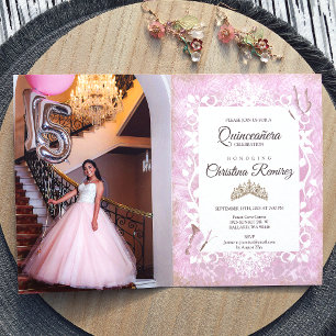 Dusty Pink Butterfly Quinceanera Invite Kaart