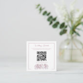 Dusty Pink Calligraphy QR Code Wedding Informatiekaartje (Staand voorkant)