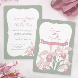 Dusty pink Cattleya orchid wedding modern floral Kaart