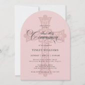 Dusty Pink Celtic Cross First Holy Communion Kaart (Voorkant)