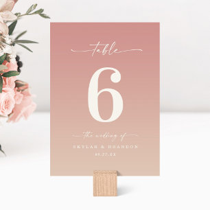 Dusty Pink & Champagne Ombre Monogrammed Wedding Kaart