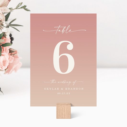 Dusty Pink & Champagne Ombre Monogrammed Wedding Kaart