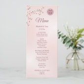 Dusty Pink Cherry Blossom Chinees Bruiloft Menu Kaart (Staand voorkant)