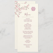 Dusty Pink Cherry Blossom Chinees Bruiloft Menu Kaart (Voorkant / Achterkant)