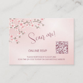 Dusty Pink Cherry Blossom QR Code RSVP Online Informatiekaartje