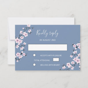 Dusty Pink Cherry Blossom Wedding RSVP Kaartje