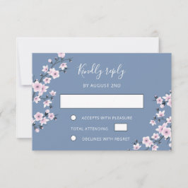 Dusty Pink Cherry Blossom Wedding RSVP Kaartje