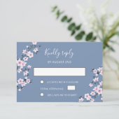 Dusty Pink Cherry Blossom Wedding RSVP Kaartje (Staand voorkant)