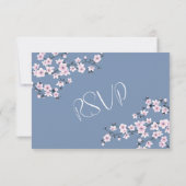 Dusty Pink Cherry Blossom Wedding RSVP Kaartje (Achterkant)