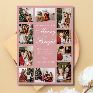Dusty Pink Chic 10 Photo Collage Classy Christmas Feestdagenkaart