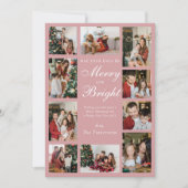 Dusty Pink Chic 10 Photo Collage Classy Christmas Feestdagenkaart (Voorkant)