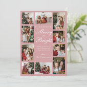 Dusty Pink Chic 10 Photo Collage Classy Christmas Feestdagenkaart (Staand voorkant)