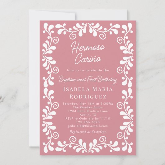 Dusty Pink Cielito Lindo doop & eerste verjaardag Kaart (Voorkant)