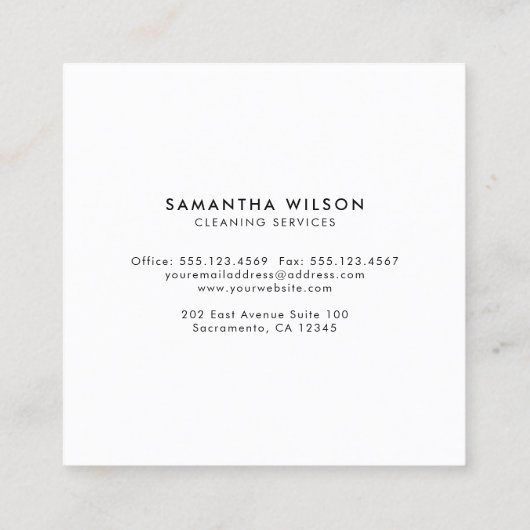 Dusty Pink Cleaning Services Square Vierkante Visitekaartje (Achterkant)