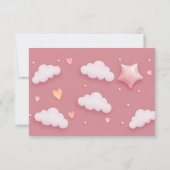 Dusty Pink Cloud Thema Meisje Baby shower Bedankkaart (Achterkant)
