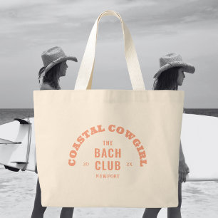 Dusty Pink Coastal Cowgirl De Bachclub Grote Tote Bag