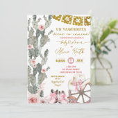 Dusty Pink Cowgirl Spanish Girl Baby shower Kaart (Staand voorkant)