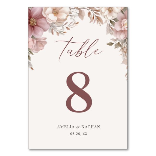 Dusty Pink Cream Elegant Magnolia Floral Wedding Kaart (Voorkant)