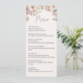 Dusty Pink Cream Magnolia Floral Wedding Menu Card Kaart (Staand voorkant)