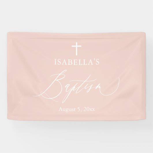 Dusty Pink Cross Girl Baptism Backdrop Banner (Horizontaal)