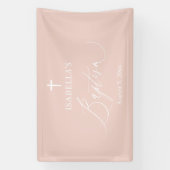 Dusty Pink Cross Girl Baptism Backdrop Banner (Verticaal)